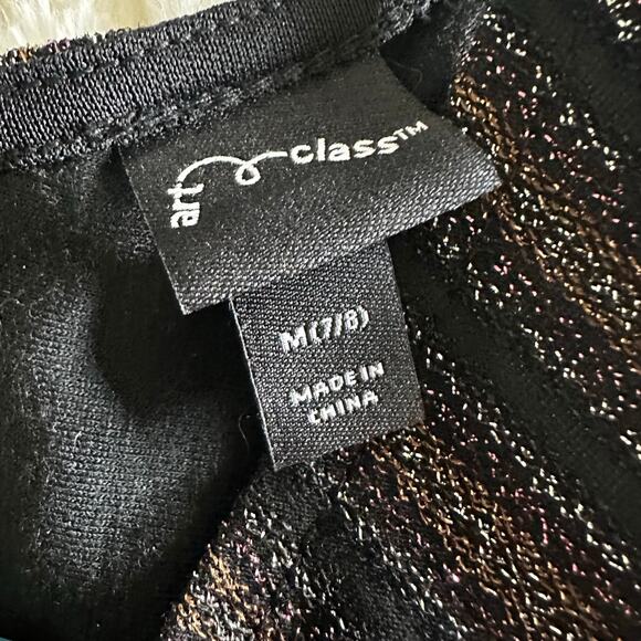 NEW Art Class Black Striped Romper Jumpsuit with wide legs Girl's M 7/8 - Picture 3 of 3